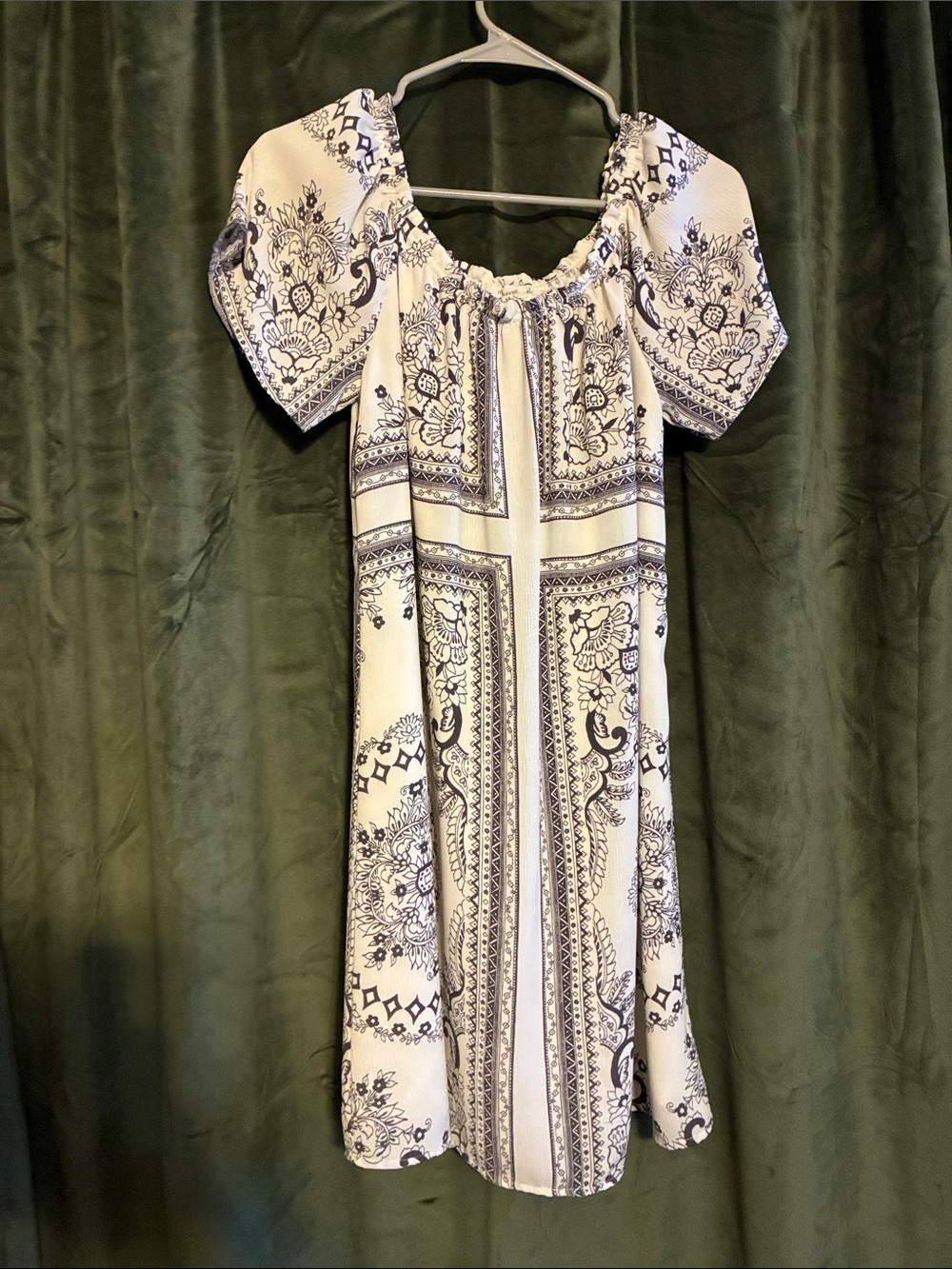 Women's White and Black Printed Dress